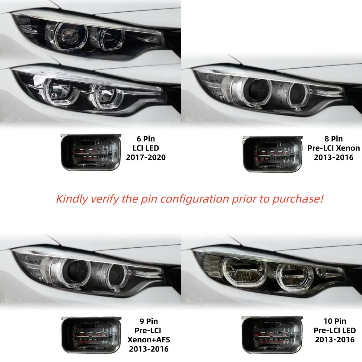 How to Identify Your BMW Headlight Connector (6, 8, 9 & 10 Pin Guide only for F80 F82 F83 F32 F33 F36 IKON Headlights)