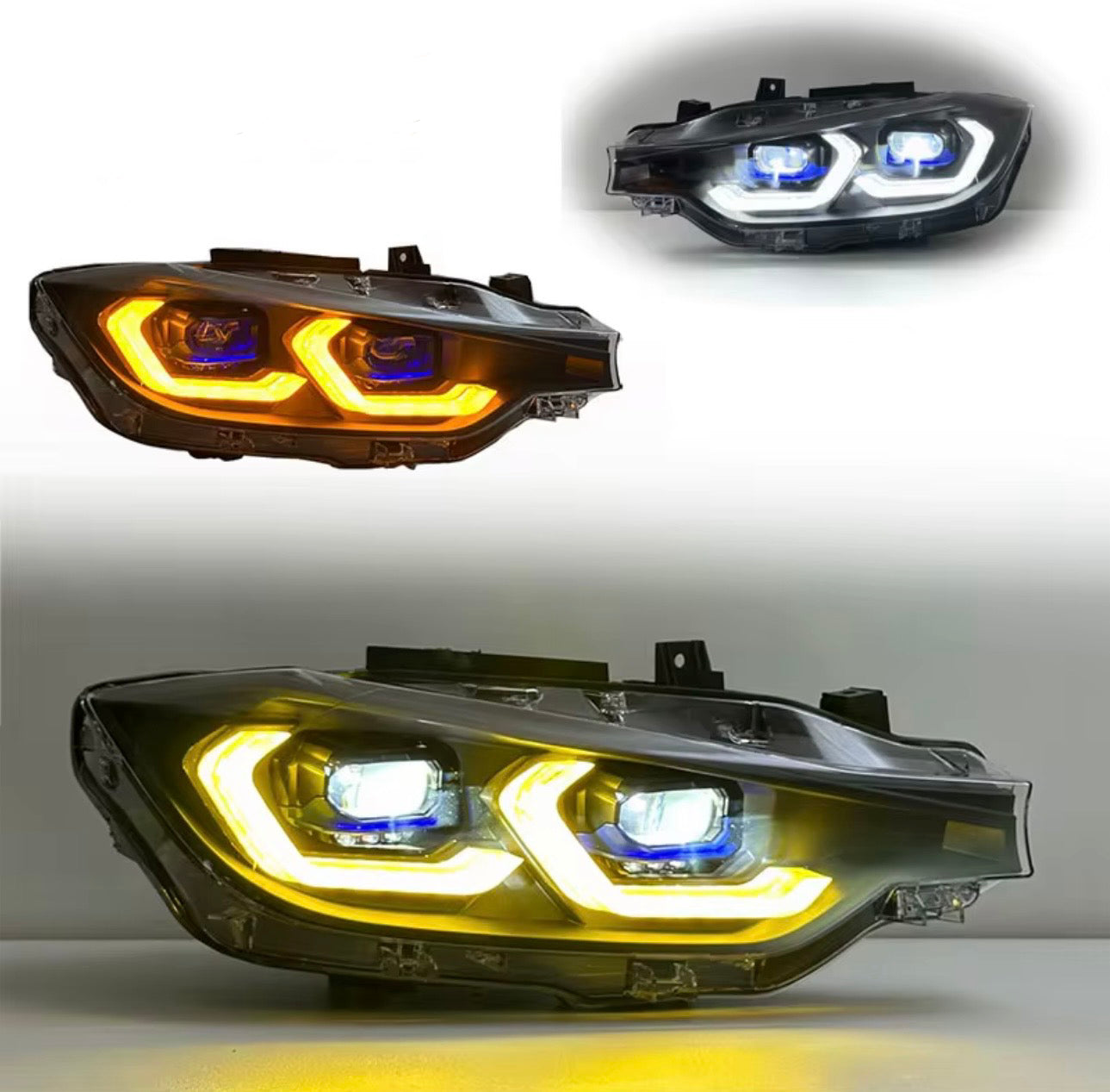 BMW V2 Amber Yellow and White Switchable DRLs LED Headlights for BMW 3 Series 2012-2019