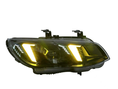 All New E92 E93 Shadowline Snake Eyes Headlights With Yellow and White On-The-Fly DRLs 2010-2013