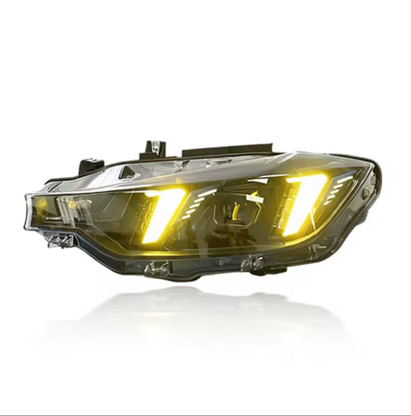 Snake Eyes LED Headlights – BMW F30 F31 3 Series (2012–2019) – Amber, Yellow & White Switchable DRL — Yellow