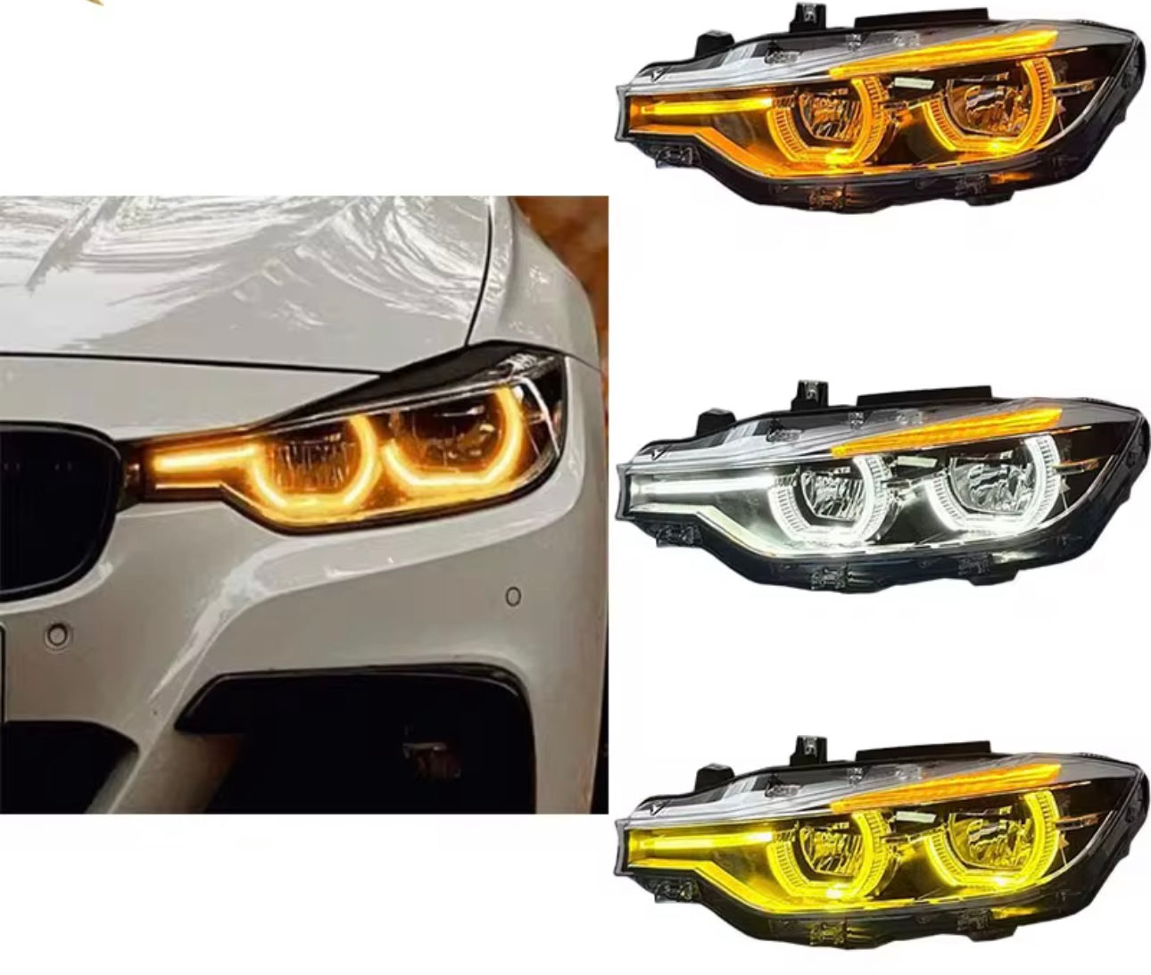 BMW V2 Amber Yellow and White Switchable DRLs LED Headlights for BMW 3 Series 2012-2019