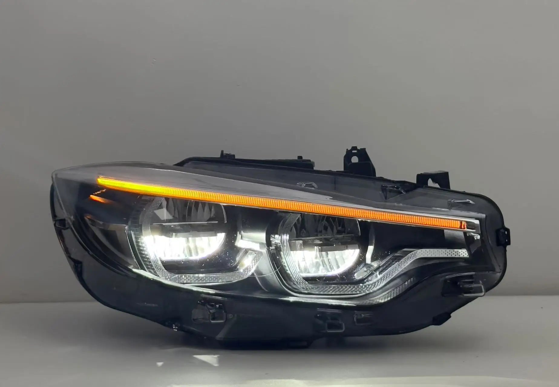 For BMX F32 F33 F36 F80 F82 M3 M4 Yellow DRL LED Headlight Ikon Style Daytime Running Front Lights High Fog Turn Signal Lamp