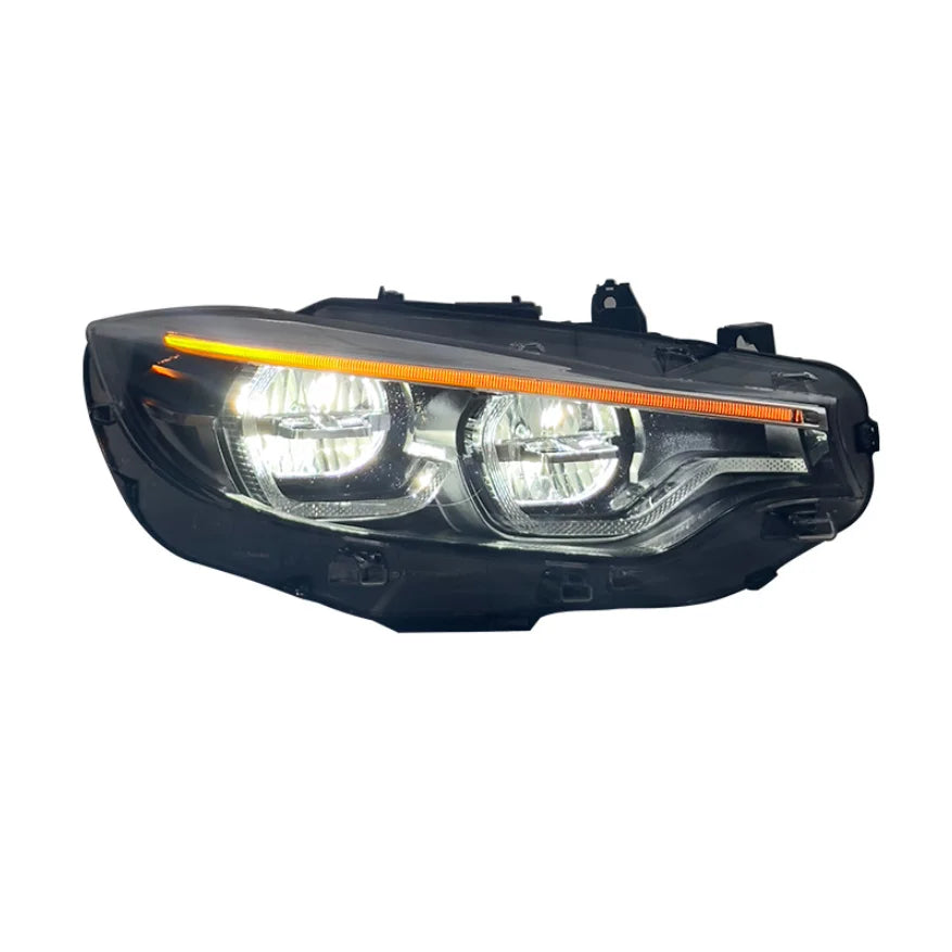For BMX F32 F33 F36 F80 F82 M3 M4 Yellow DRL LED Headlight Ikon Style Daytime Running Front Lights High Fog Turn Signal Lamp