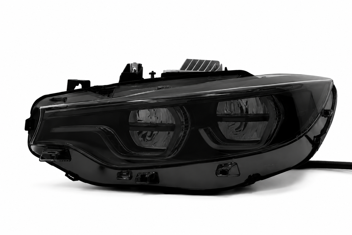 BMW F80 M3 / F82 M4 / F32 Black Shadow V3 IKON headlights, tri-colour DRL – view 3