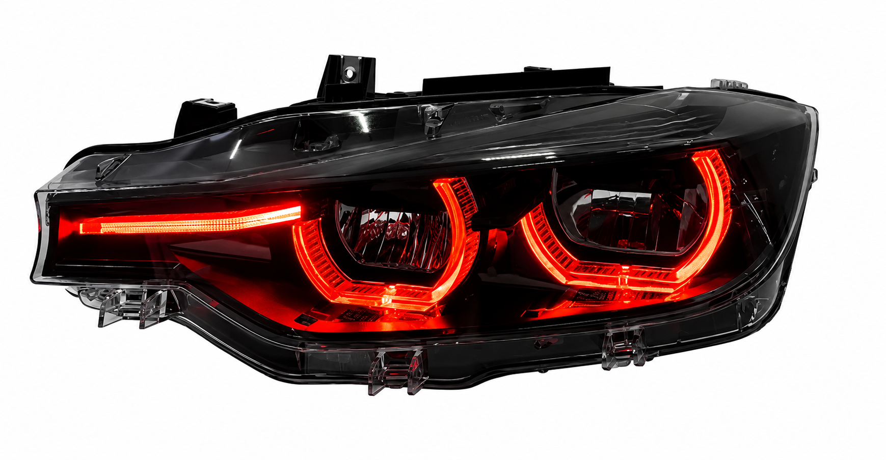 BMW V3 Black Shadow Edition Red Yellow and White Switchable DRLs LED Headlights for BMW 3 Series F30 2012-2019