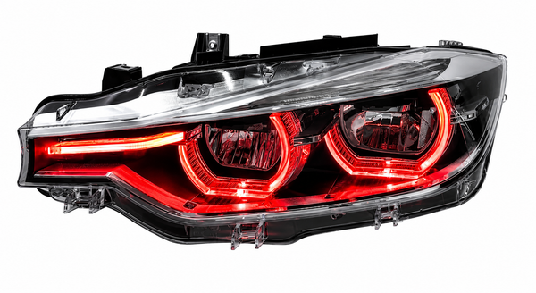 IKON V2 LED Headlights – BMW F30 F31 3 Series (2012–2019) – Red, Yellow & White Switchable DRL — Red