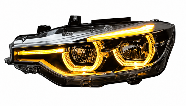 IKON V2 LED Headlights – BMW F30 F31 3 Series (2012–2019) – Amber, Yellow & White Switchable DRL — Amber