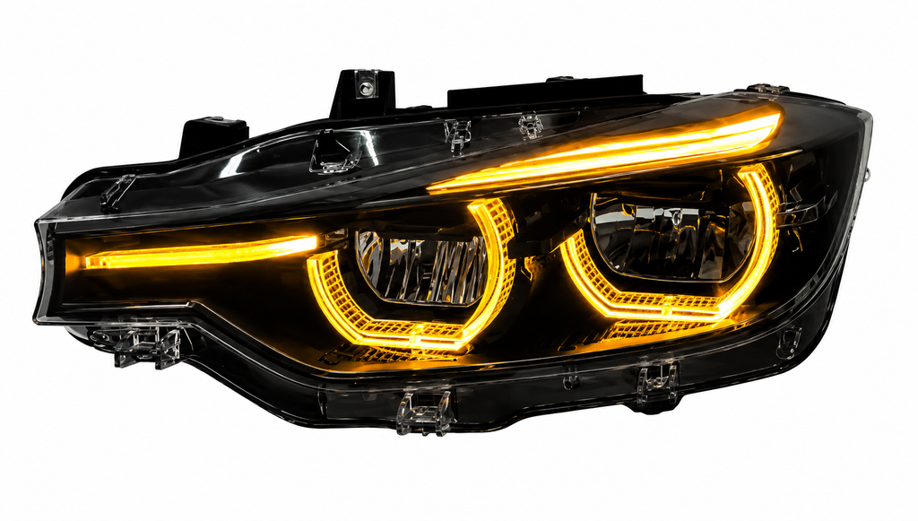 BMW V3 Black Shadow Edition Amber Yellow and White Switchable DRLs LED Headlights for BMW 3 Series F30 2012-2019