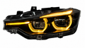 BMW V3 Black Shadow Edition Amber Yellow and White Switchable DRLs LED Headlights for BMW 3 Series F30 2012-2019