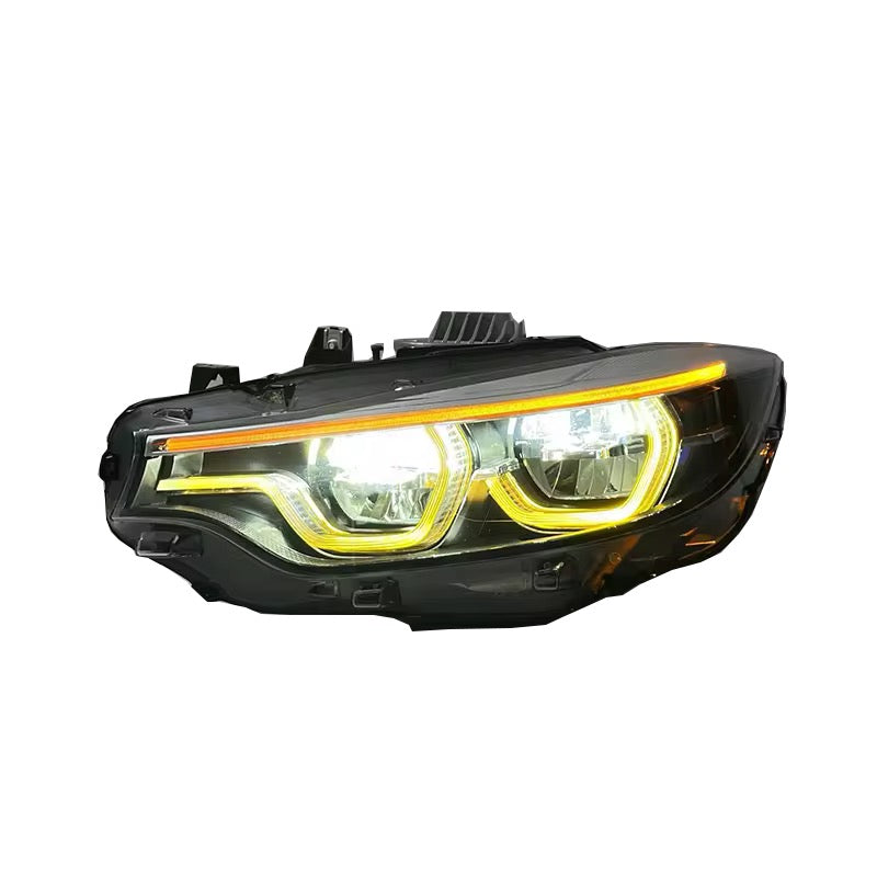 BMW F80 M3 / F82 M4 / F32 4 Series V2 LCI2 IKON headlights, red, yellow & white DRL – view 3