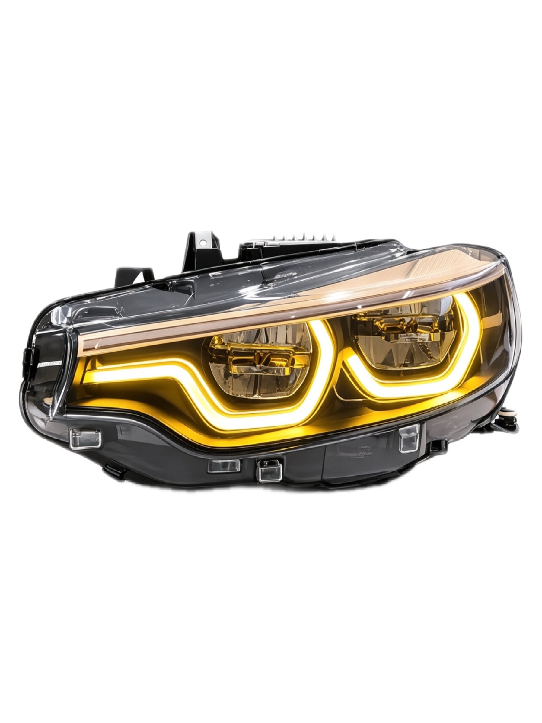 Individual Champagne Gold Icon V3 - Limited Edition BMW IKON Headlights | Switchable On-The-Fly Tri-Colour Amber, Yellow & White DRL | F80 F82 F83 F32 F33 F36
