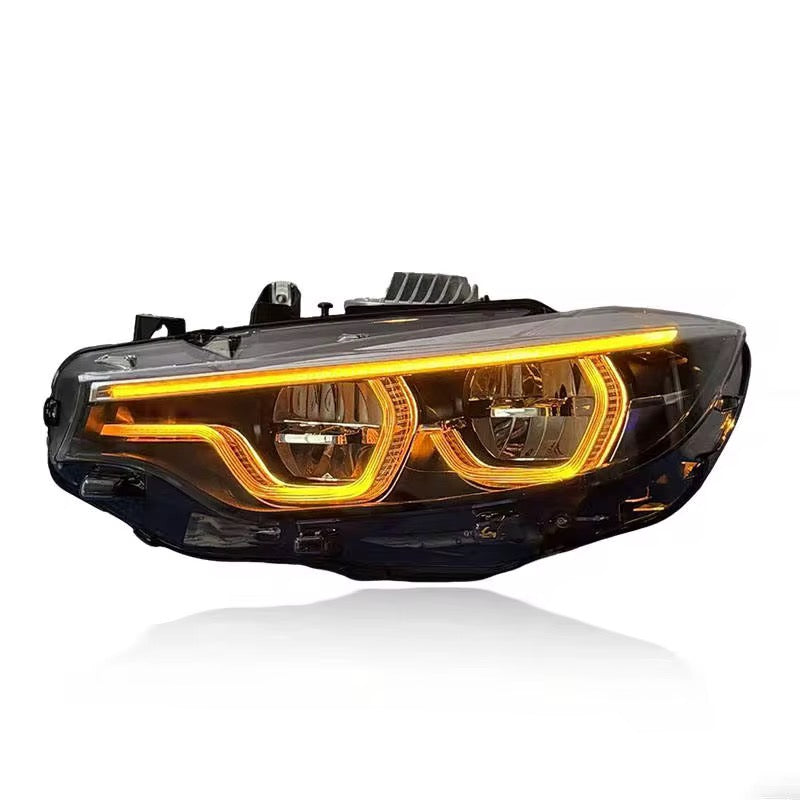 Black Shadow Edition V3 IKON Headlights — Dual Colour Yellow & White | BMW F32 F33 F36 F80 F82 F83 — Amber