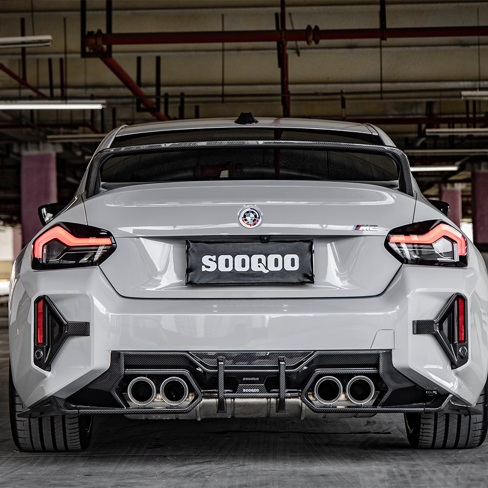 BMW M2 G87 carbon fibre rear bumper inserts - on car