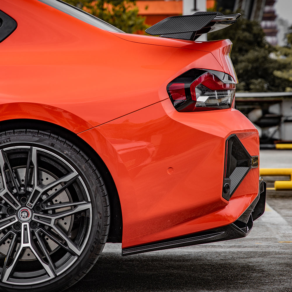 BMW M2 G87 carbon fibre rear bumper inserts - close up