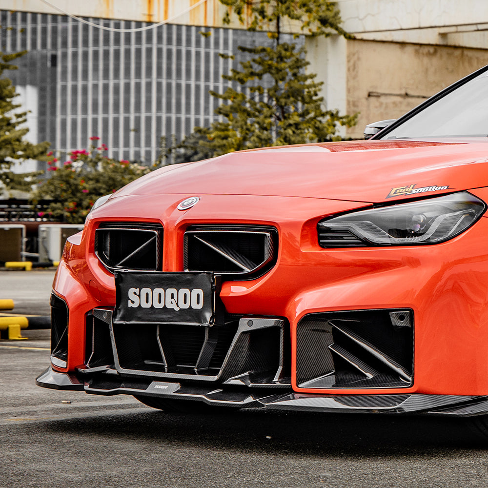 BMW M2 G87 V1 carbon fibre front grille - angle view
