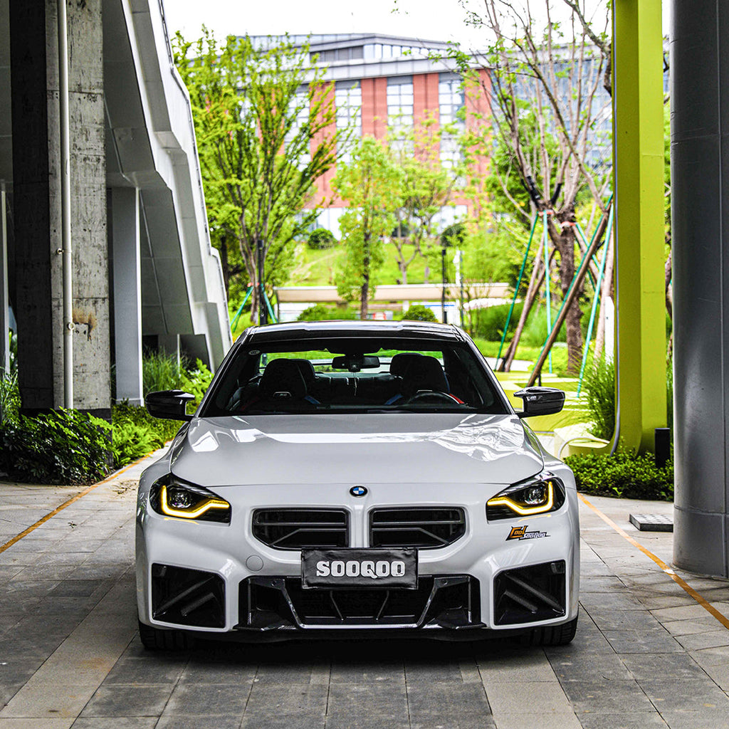 BMW M2 G87 V2 carbon fibre front grille - angle view