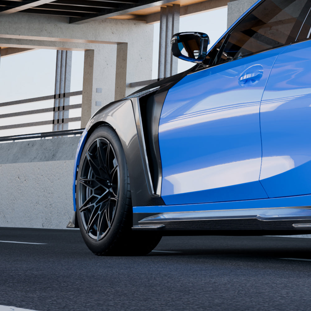 BMW M3 G80 carbon fibre side fenders - on car