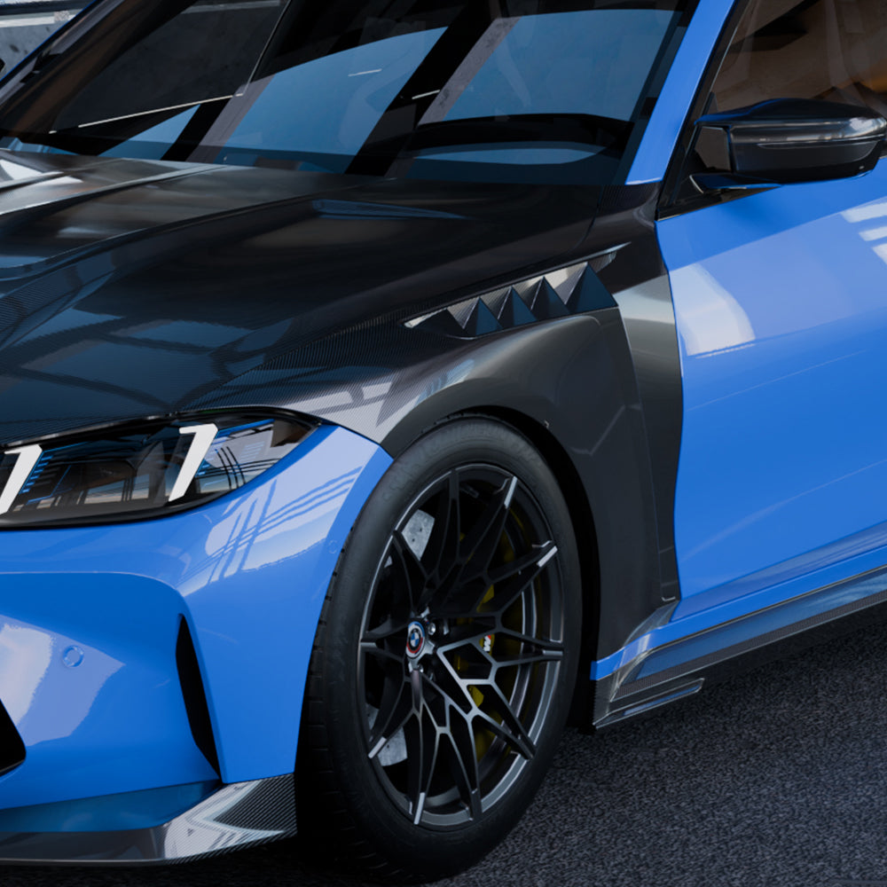 BMW M3 G80 carbon fibre side fenders - fitted view