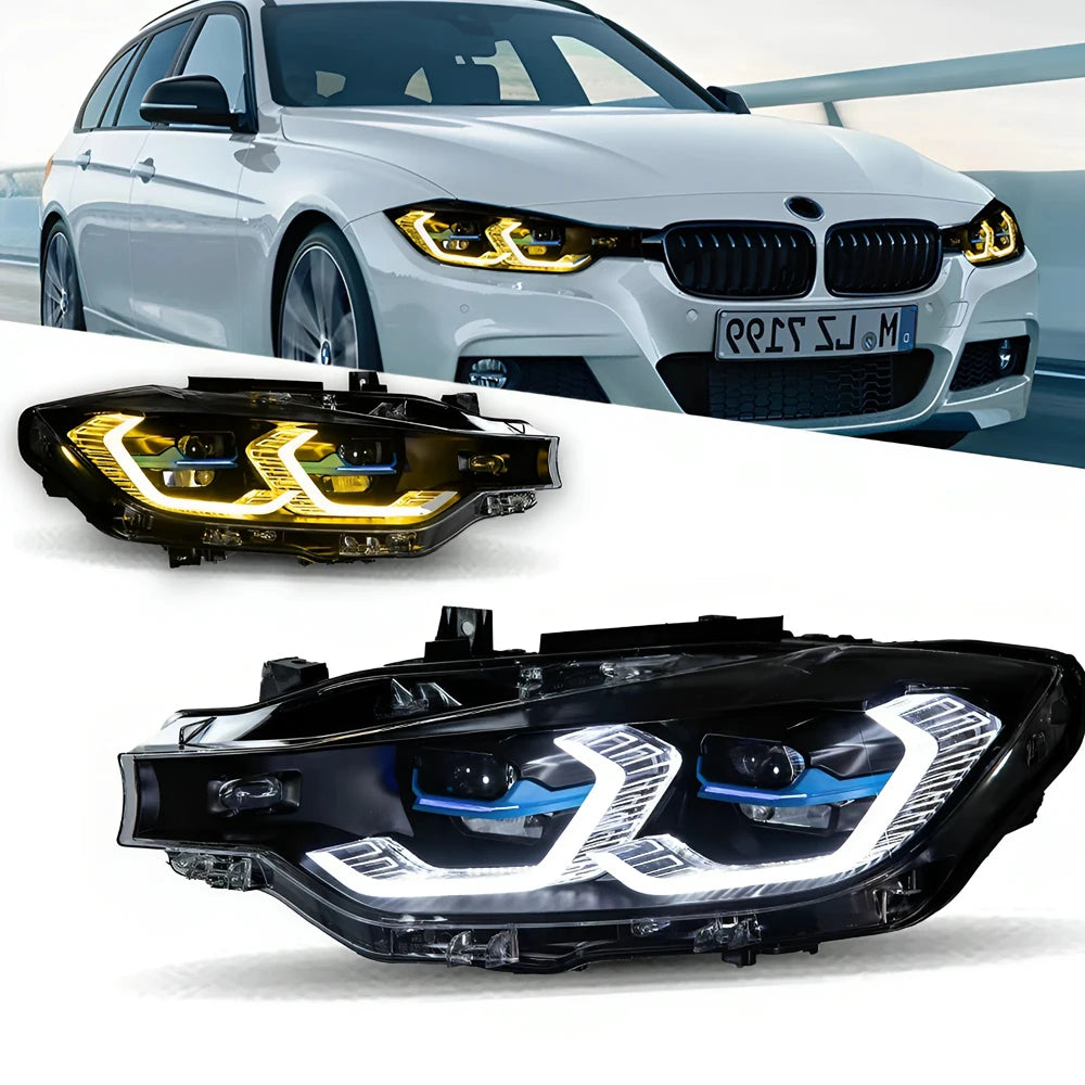 Yellow and White Switchable DRLs LED Headlights for BMW 3 Series 2012-2019