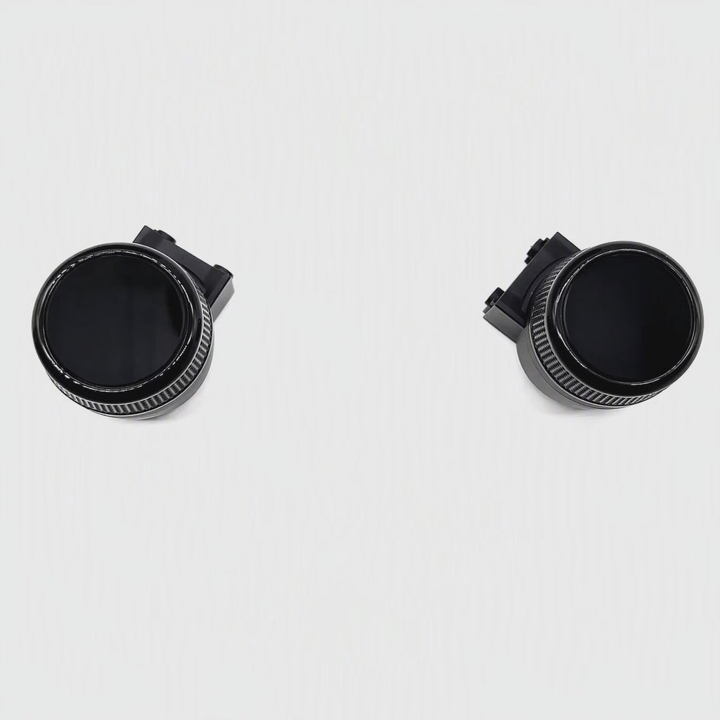 OLED knobs cycling through Sport red, Comfort white and Eco blue drive modes