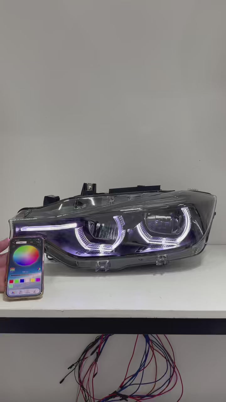 Black Shadow V3 RGB IKONs LED Headlights - App Controlled RGB DRL 3 Series F30 F31