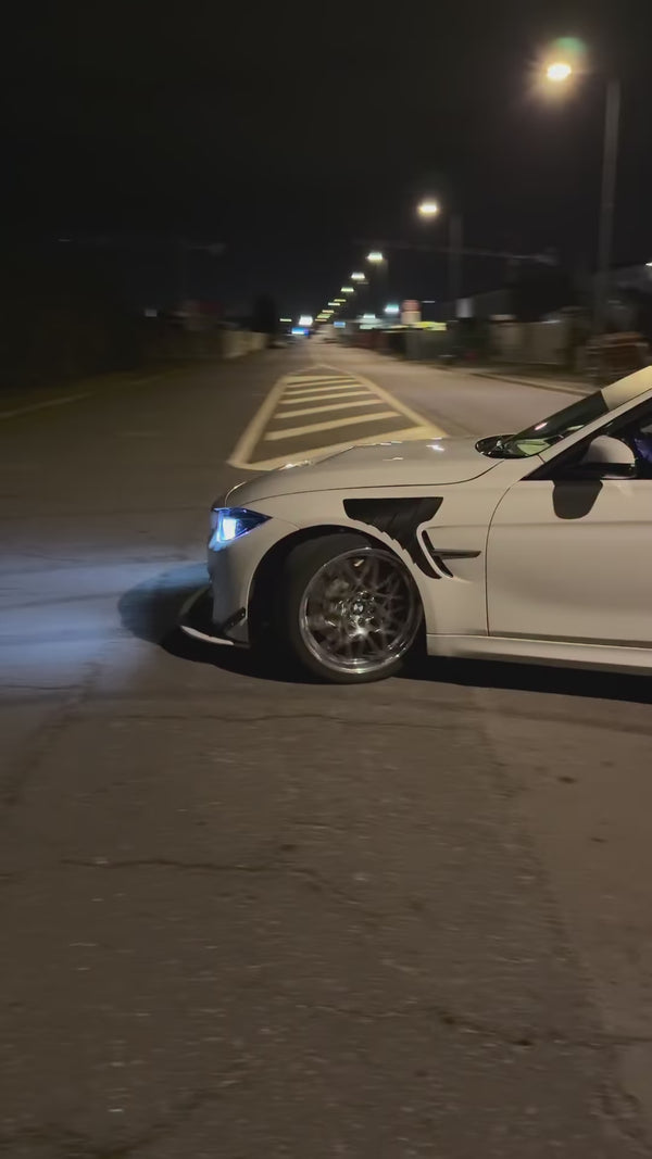 LSV.Max's white F80 M3 with IKON headlights, night drift