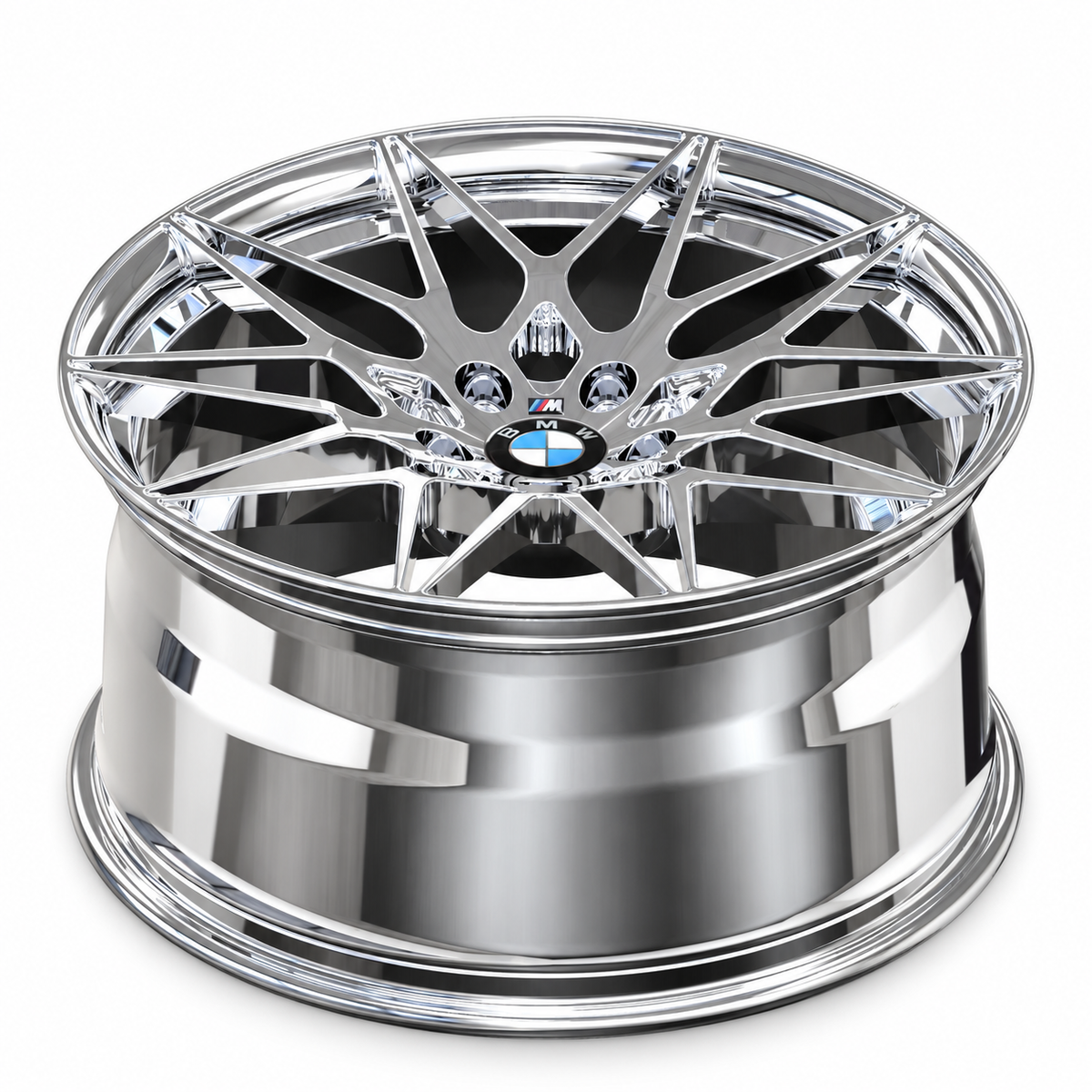 VMSS 666M-style polished alloy wheel — barrel view, illustrative render