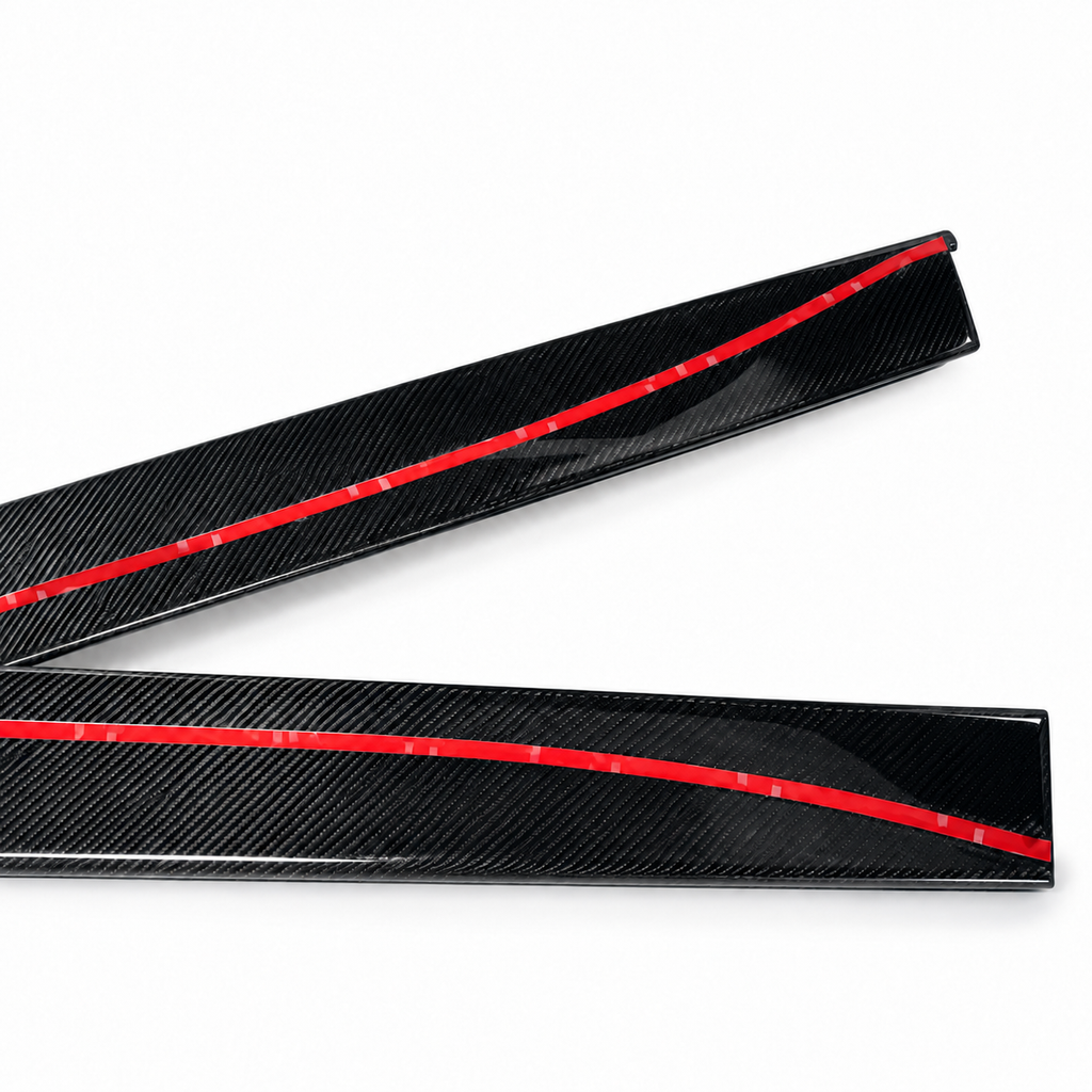 BMW M3 Wet Carbon Fibre Side Skirt Extensions F80 – M Performance Style — carbon detail close-up