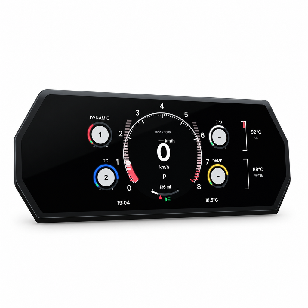 BMW 12.3-inch digital dash display for F32 F33 F36 F80 F82 F83, Performance layout on a white background