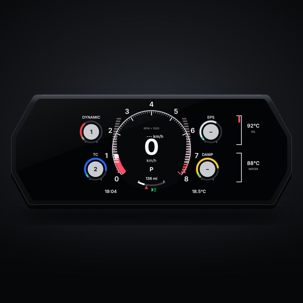 BMW 4 Series M3 M4 digital cluster – Performance layout with Dynamic, TC, EPS and Damper dials