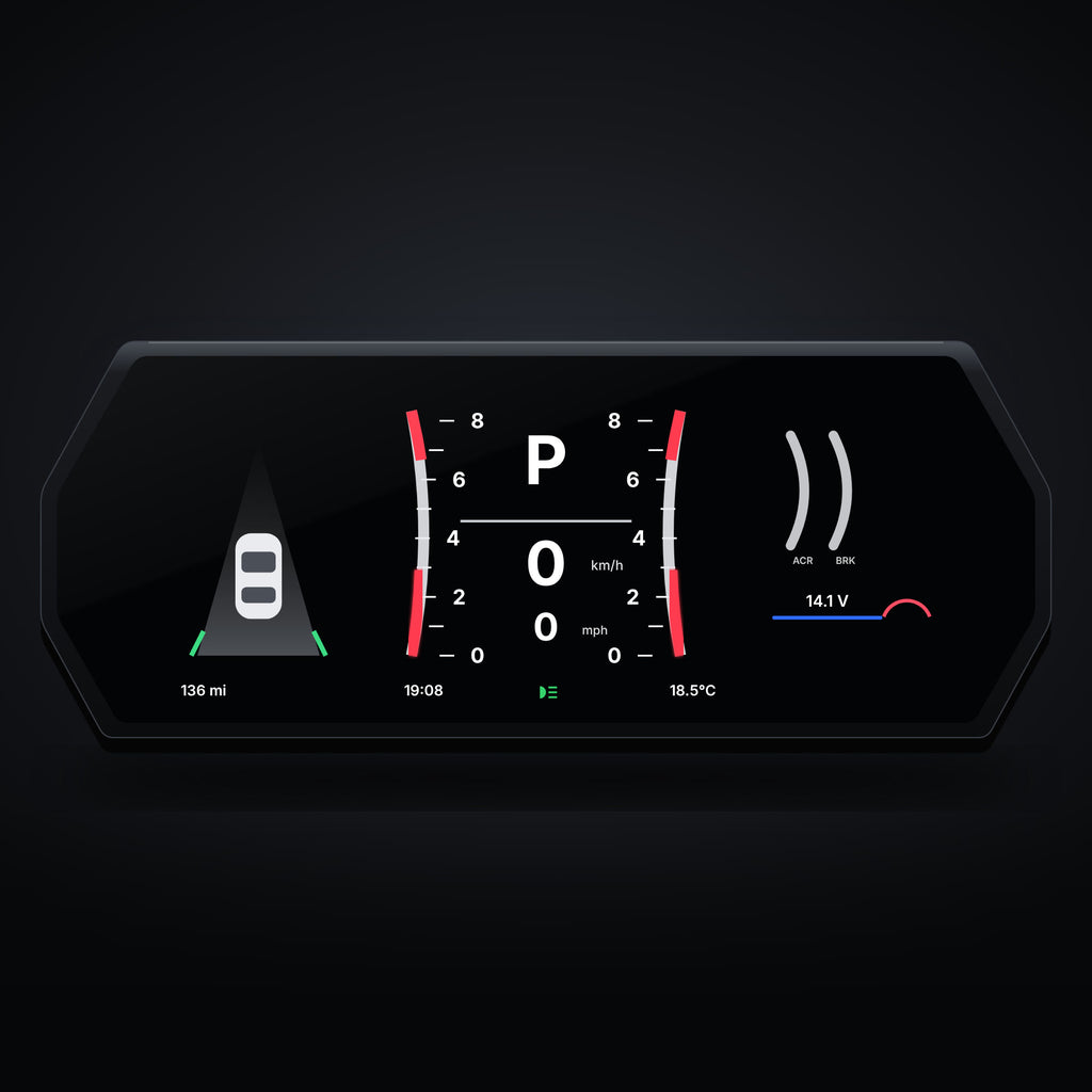 BMW F32 digital LCD cluster – Sport layout with vertical rev bars and large gear readout