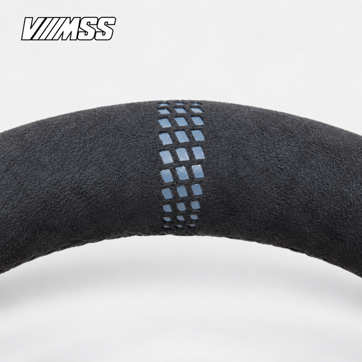 BMW F-Series CS-Inspired Full Alcantara Steering Wheel — Upper rim and 12 o’clock detail; VMSS studio close-up