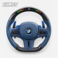 BMW G-Series Blue Leather & Carbon Fibre LED Steering Wheel — VMSS studio photograph, view 1