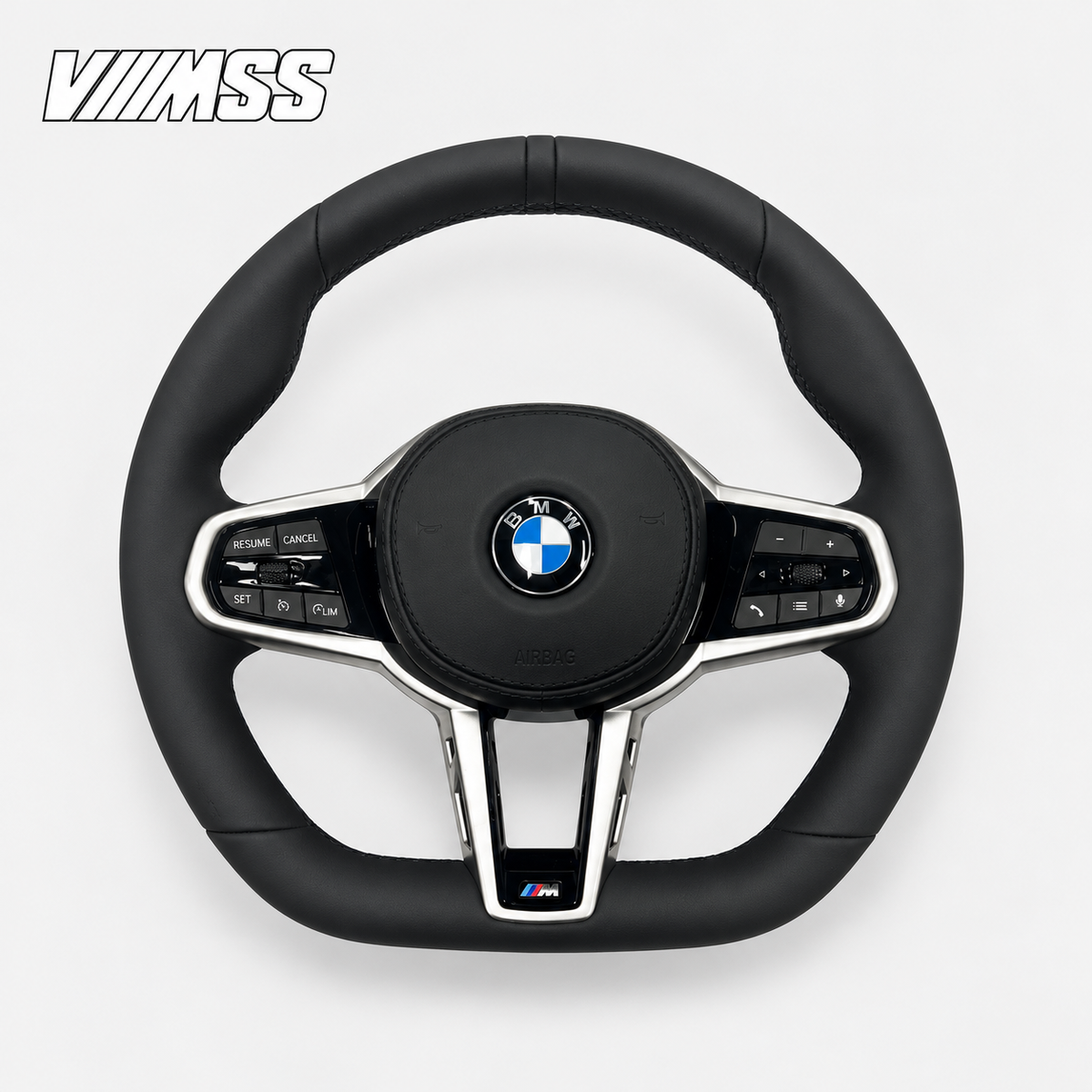 BMW G-Series CS-Inspired Alcantara — Black Trim Steering Wheel — VMSS studio photograph, view 1