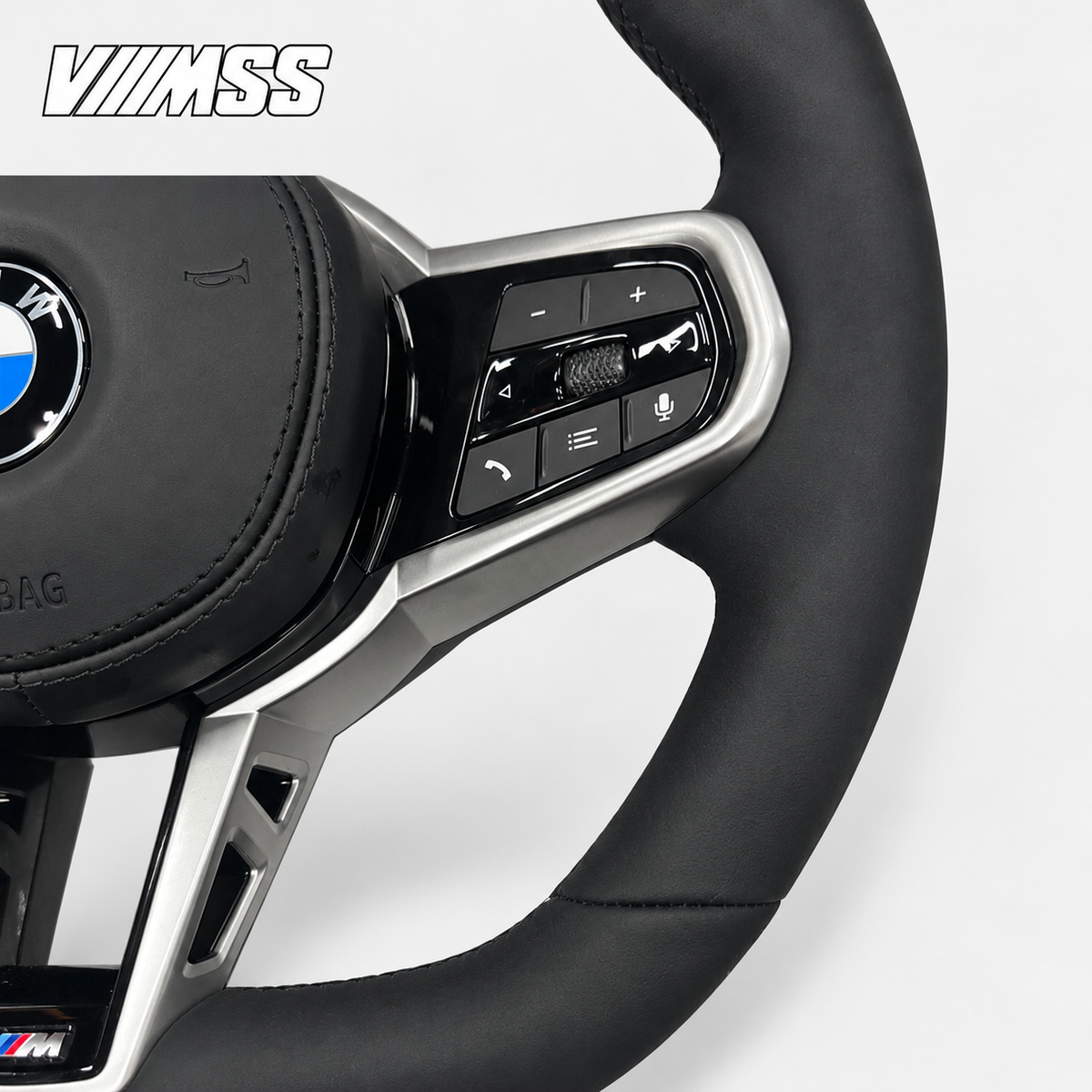 BMW G-Series CS-Inspired Alcantara — Black Trim Steering Wheel — VMSS studio photograph, view 2