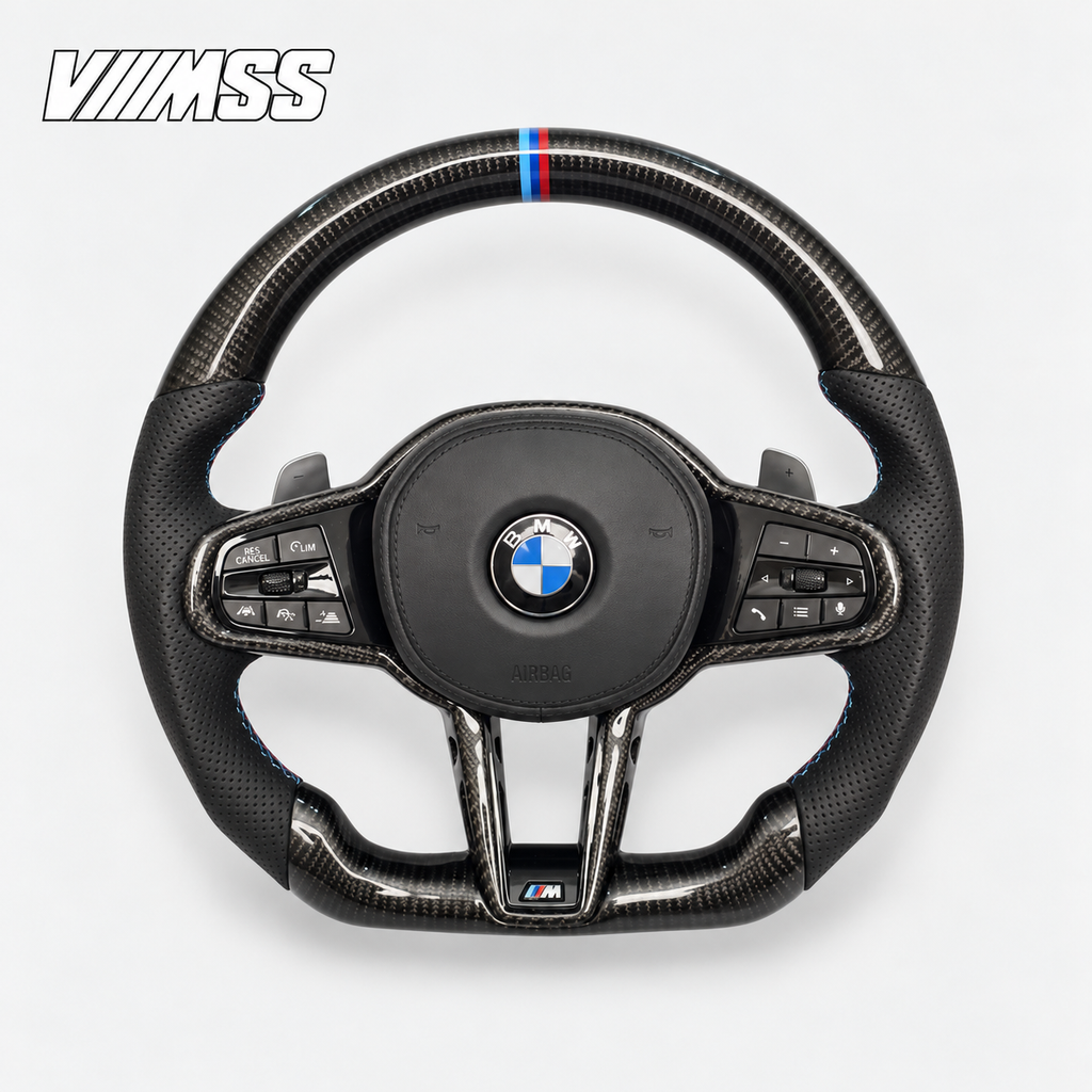 BMW G-Series CS-Style Carbon Fibre — M Stripe Steering Wheel — VMSS studio photograph, view 1