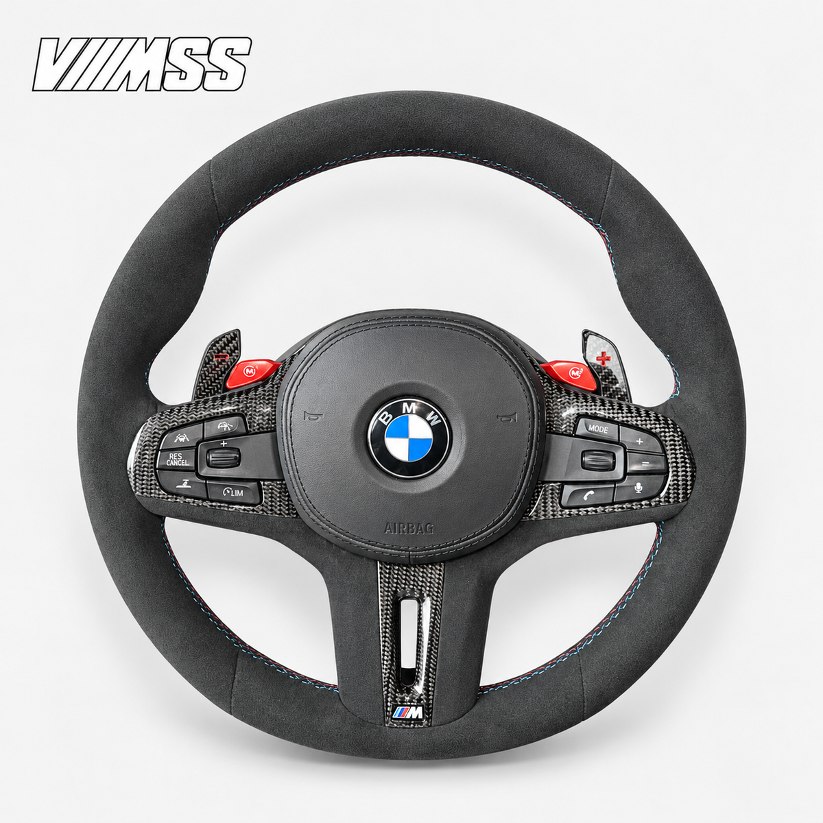 BMW G-Series Full Alcantara — Carbon Trim Steering Wheel — VMSS studio photograph, view 1