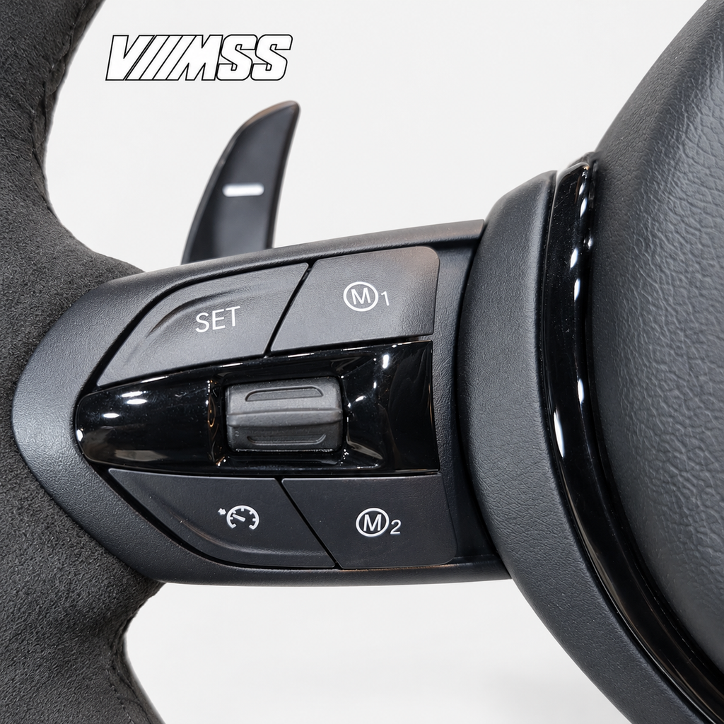 BMW F-Series CS-Inspired Full Alcantara Steering Wheel — VMSS studio photograph, view 2