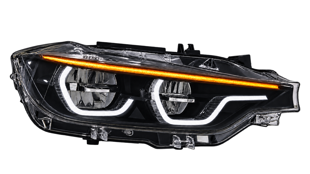 BMW F30 F31 Two Tone V3 M3 Style IKON headlight - amber indicator strip on