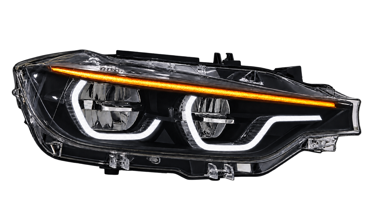 BMW F30 F31 Two Tone V3 M3 Style IKON headlight - amber indicator strip on