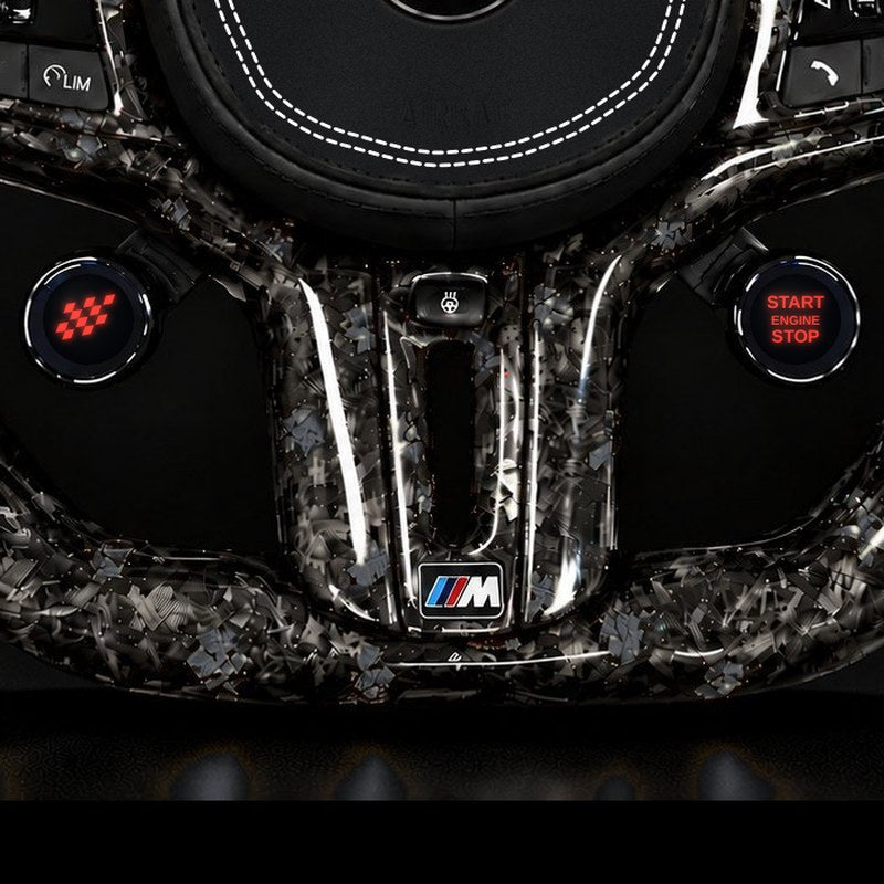 OLED display knobs on a G Series custom BMW M steering wheel